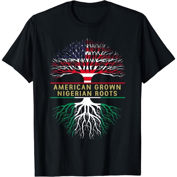 Tree Protection Flagging American Grown Nigerian Roots America Nigeria Tree Flag T-Shirt ...