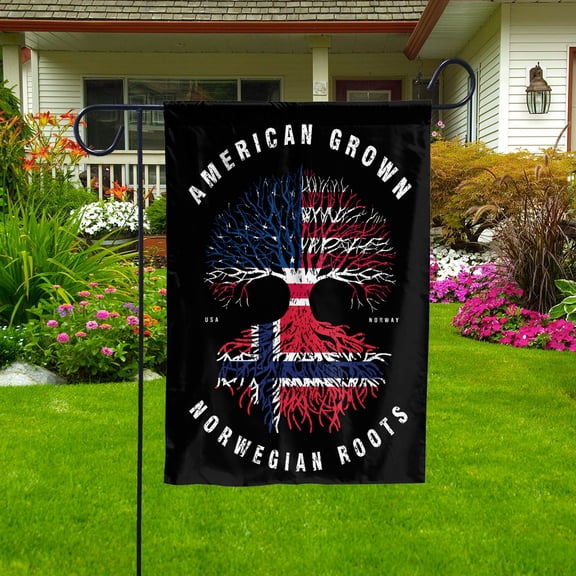 American Grown Norwegian Roots Norway Flag Souvenir friendship Proud Garden Flag (11.5x17.5) Double Sided-USA Flags Premium Polyester-Decorative Indoor Outdoor Flag