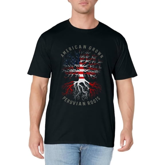 American Grown Peruvian Roots USA Peru Flag Heritage Tree T-Shirt