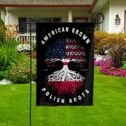 American Grown Polish Roots Poland Garden Flag, Double-Sided Outdoor Yard Decor 11.5 x 17.5 Inch