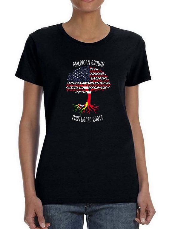 American Grown Portuguese Roots T-Shirt Women -Smartprints Designs, Female x-Large