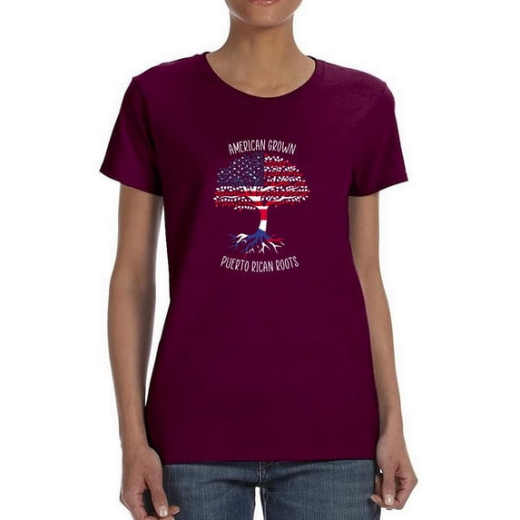 American Grown Puerto Rican Root T-Shirt Women -Smartprints Designs, Female 3X-Large
