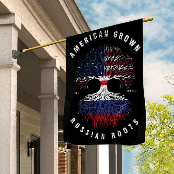 American Grown Russian Roots Russia Flag Souvenir friendship Proud House Flag (29.5x39.5) Double Sided-USA Flags Premium Polyester-Decorative Indoor Outdoor Flag