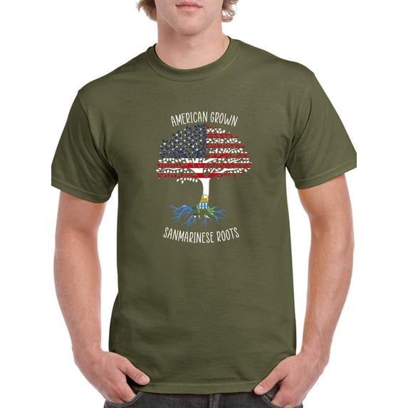 American Grown San Marines Roots T-Shirt Men -Smartprints Designs, Male Small