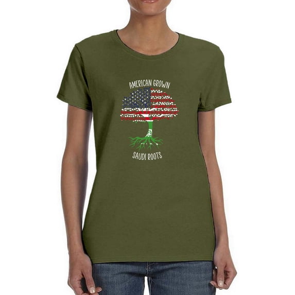 American Grown Saudi Roots T-Shirt Women -Smartprints Designs, Female x-Large