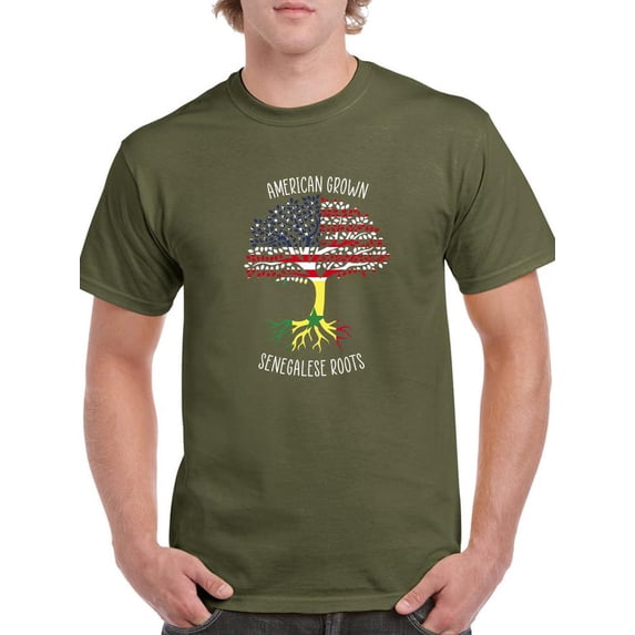 American Grown Senegalese Roots T-Shirt Men -Smartprints Designs, Male Small