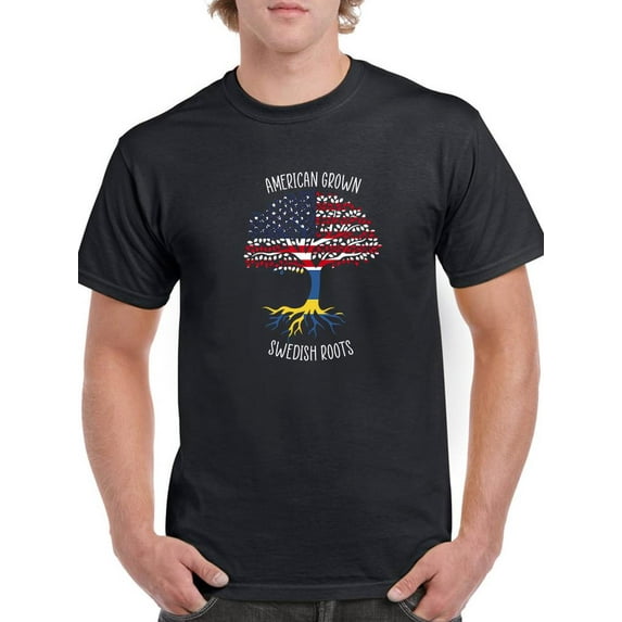 American Grown Swedish Roots T-Shirt Men -Smartprints Designs, Male Large
