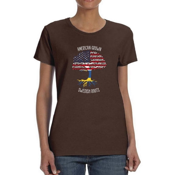 American Grown Swedish Roots T-Shirt Women -Smartprints Designs, Female Medium