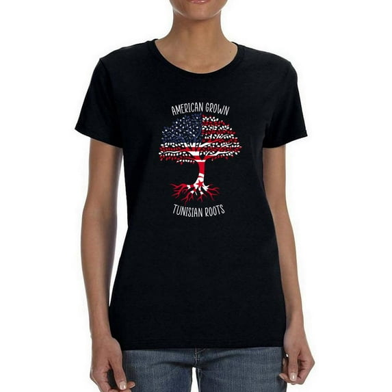 American Grown Tunisian Roots T-Shirt Women -Smartprints Designs, Female Small