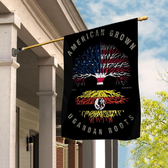 American Grown Ugandan Roots Uganda Flag Souvenir friendship Proud House Flag (29.5x39.5) Double Sided-USA Flags Premium Polyester-Decorative Indoor Outdoor Flag