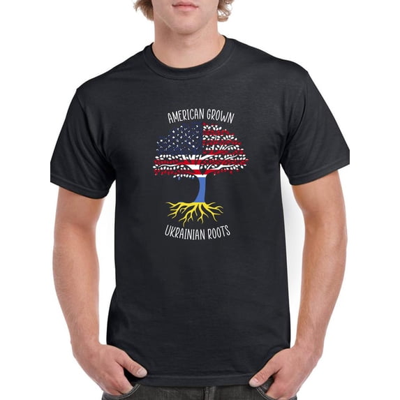 American Grown Ukrainian Roots T-Shirt Men -Smartprints Designs, Male Large
