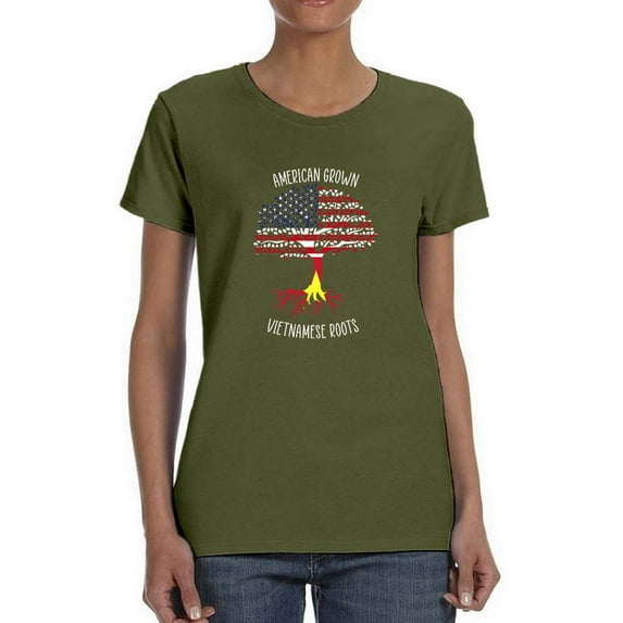 American Grown Vietnamese Roots T-Shirt Women -Smartprints Designs, Female Small