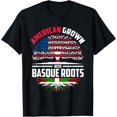 thumbnail image 1 of American Grown With Basque Roots Spain Born Flag Heritage T-ShirtMen's and women's gift, black and white T-shirt, size: Extra large S-4XL, 1 of 4