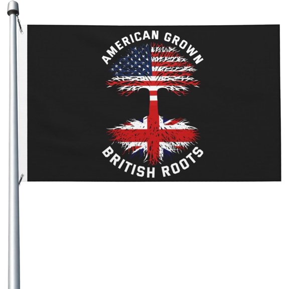 American Grown With British Roots England Britain Flag 3x5 Ft Breeze Banner Double Sided Vivid Color And Fade Proof