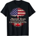 thumbnail image 1 of American Grown With Canadian Roots Half American Flag T-Shirt, 1 of 4