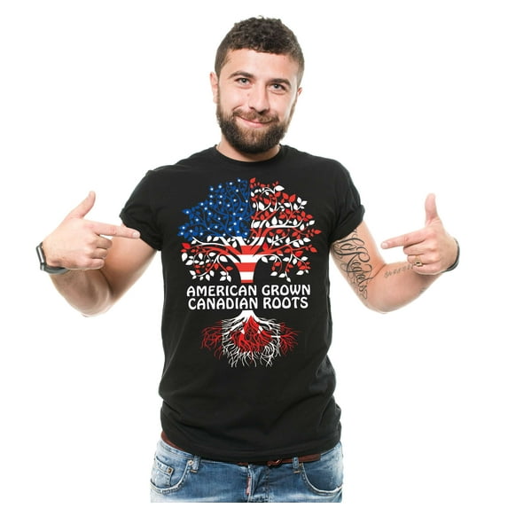 American Grown With Canadian Roots Shirt Canada Day Gift Canadian Gifts Canada Day Gifts (XX-Large Black)