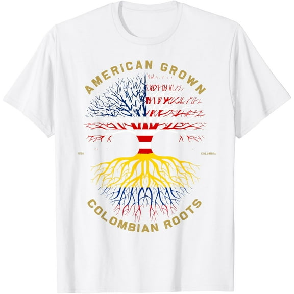 American Grown With Colombian Roots Tree USA Flag Gifts T-Shirt