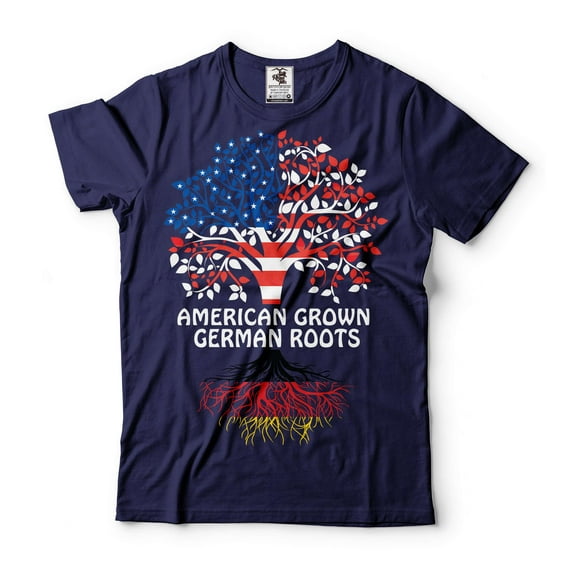 American Grown With German Roots Shirt Germany Flag Shirt Germany Gifts German Patriotic Shirts (Large Navy Blue)