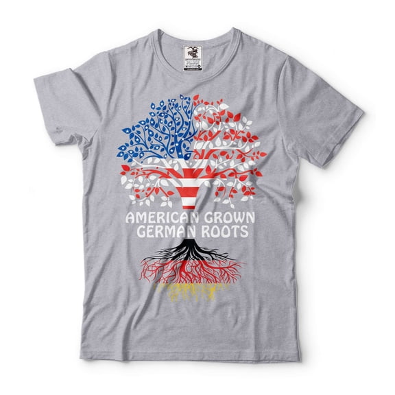 American Grown With German Roots Shirt Germany Flag Shirt Germany Gifts German Patriotic Shirts (Small Grey)