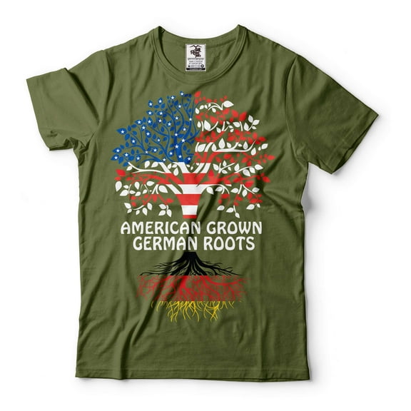American Grown With German Roots Shirt Germany Flag Shirt Germany Gifts German Patriotic Shirts (XX-Large Military Green)