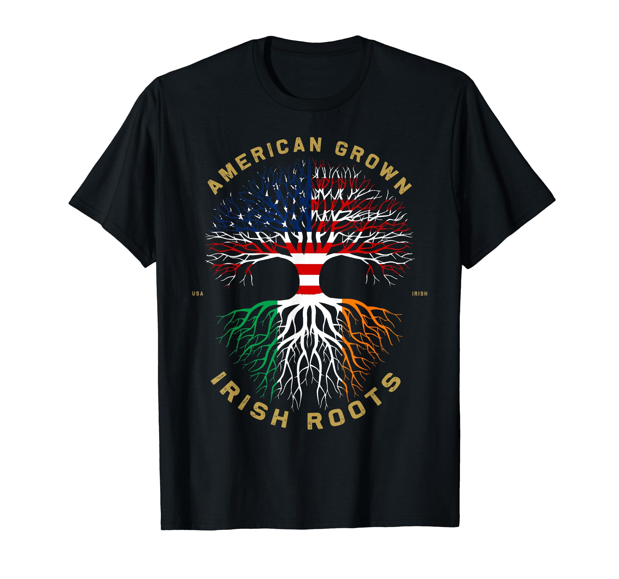 American Grown With Irish Roots Tree USA Flag Unique T-Shirt - Walmart.com
