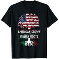 thumbnail image 1 of American Grown With Italian Roots T-ShirtMen's and women's gift, black and white T-shirt, size: Extra large S-4XL, 1 of 4