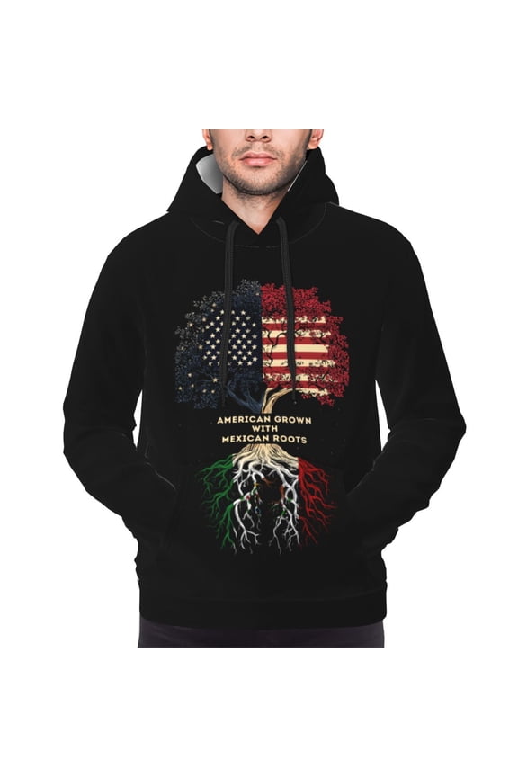 American Grown With Mexican Roots Hoodies For Men Hoodie Pullover Long Sleeve Hooded Sweatshirt With Pockets