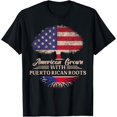 thumbnail image 1 of American Grown With Puerto Rican Roots Half American Flag T-ShirtMen and women, Black T-shirt, size: Extra large S-4XL, 1 of 4