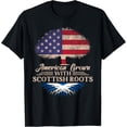 thumbnail image 1 of American Grown With Scottish Roots Half American Flag T-ShirtMen's and women's gift, black and white T-shirt, size: Extra large S-4XL, 1 of 4