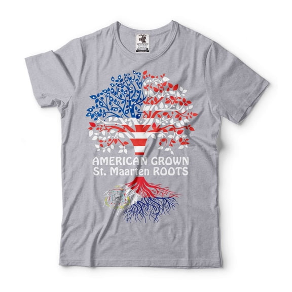 American Grown With St. Maarten Roots Shirt St Maarten Gifts Saint Martin Shirt St Maarten Shirt (Small Grey)