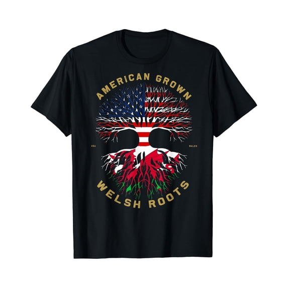 American Grown With Welsh Roots Tree Usa Flag Unique T-Shirt Unisex T ...