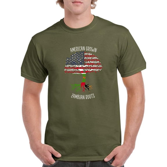American Grown Zambian Roots T-Shirt Men -Smartprints Designs, Male Small