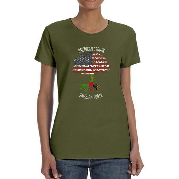 American Grown Zambian Roots T-Shirt Women -Smartprints Designs, Female Small