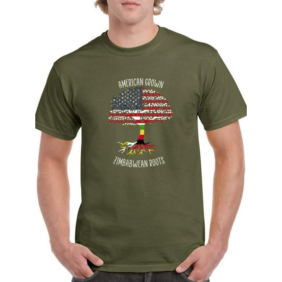 American Grown Zimbabewan Roots T-Shirt Men -Smartprints Designs, Male x-Large