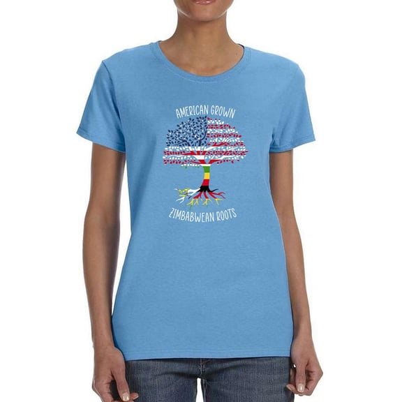 American Grown Zimbabewan Roots T-Shirt Women -Smartprints Designs, Female Large