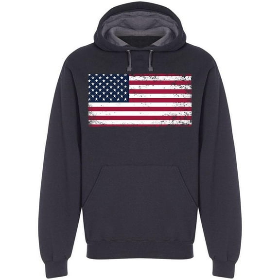 American Grunge Flag. Hoodie Men -Image by Shutterstock, Male XX-Large