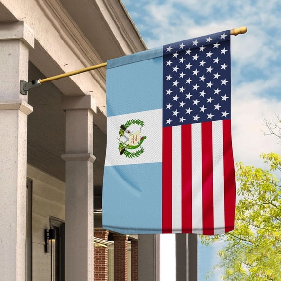 American Guatemala Flag Guatemalan Friendship U.S.A Memorial Day Patriotic For Garden Flag, Double-Sided Decorative Outdoor Flag, Patriotic Polyester Yard Flag 12 x 18 in