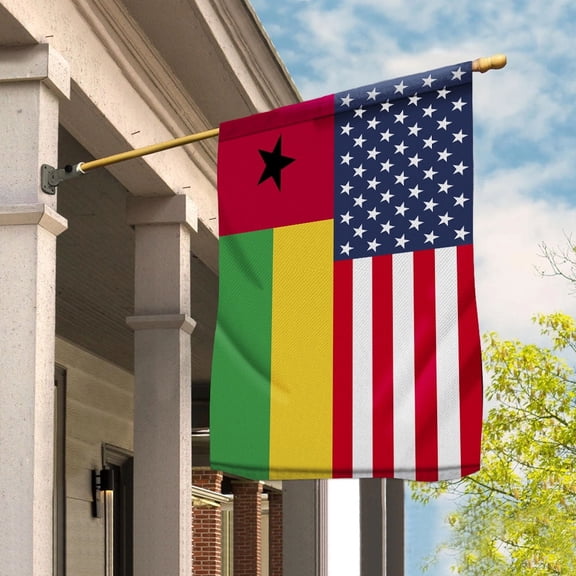 American Guinea Bissau Flag Guinea Bissauan Friendship U.S.A Memorial Day Patriotic For Garden Flag, Double-Sided Decorative Outdoor Flag, Polyester Yard Flag 12 x 18 in