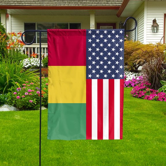 American Guinea Flag Guinean Friendship U.S.A Memorial Day Patriotic For Garden Flag, Double-Sided Decorative Outdoor Flag, Patriotic Polyester Yard Flag 11.5 x 17.5 in