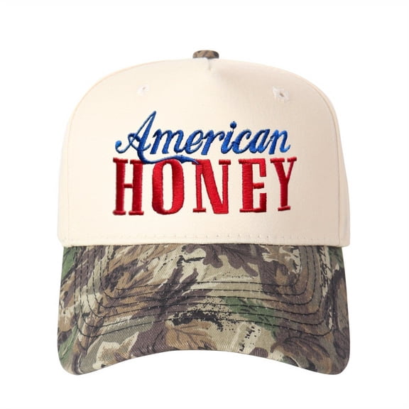 American HONEY Embroidered Trucker Hat Vintage Color Block Baseball Cap Adjustable Unisex Classic Style Essential