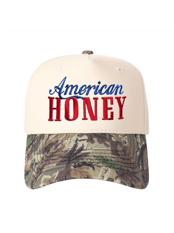 American HONEY Embroidered Trucker Hat Vintage Color Block Baseball Cap Adjustable Unisex Classic Style Essential