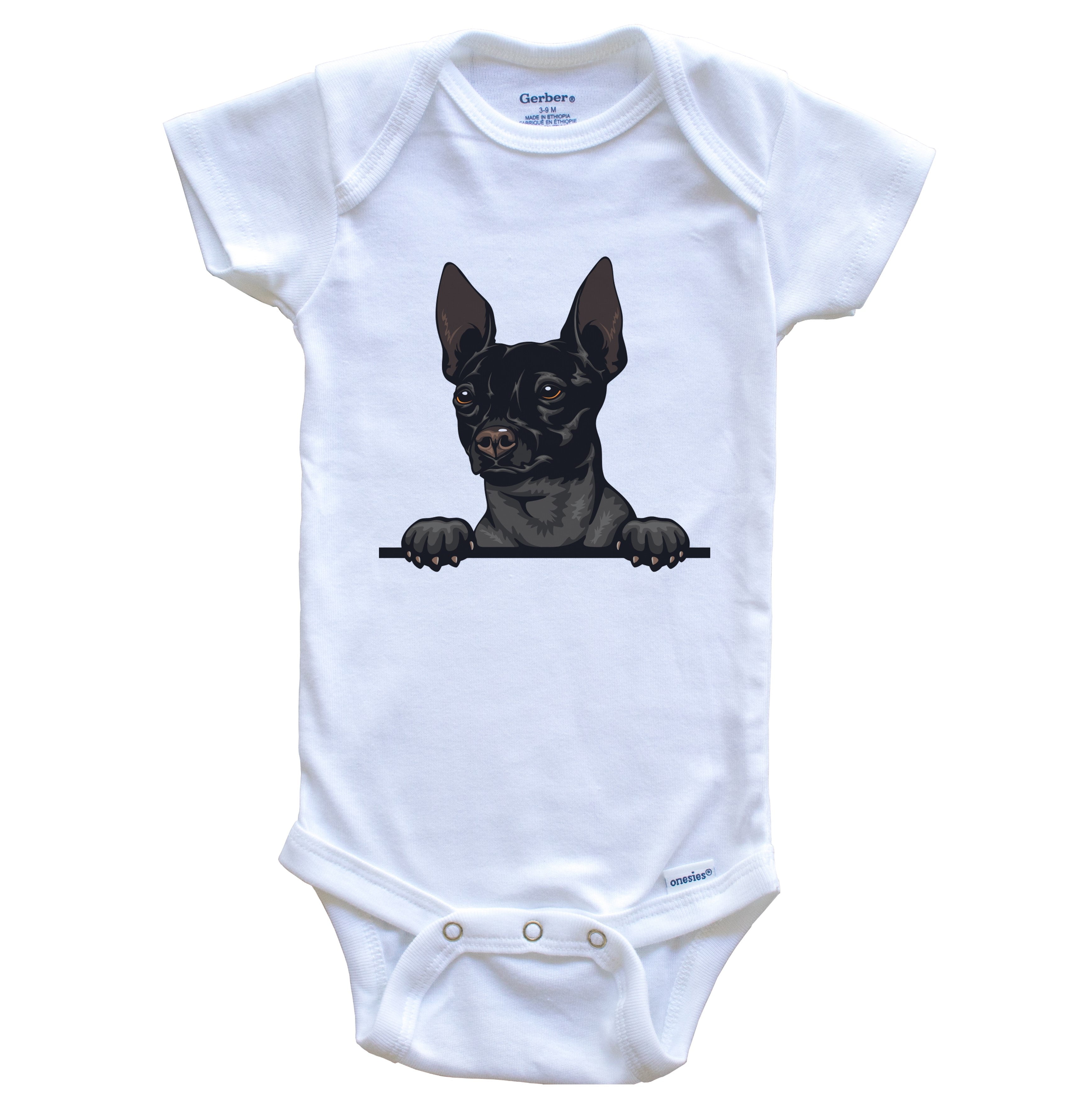 American Hairless Terrier Dog Breed Cute One Piece Baby Bodysuit, 0-3 months white