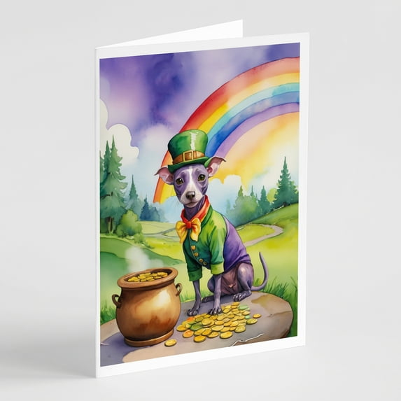 American Hairless Terrier St Patrick's Day Greeting Cards Pack of 8 7 in x 5 in