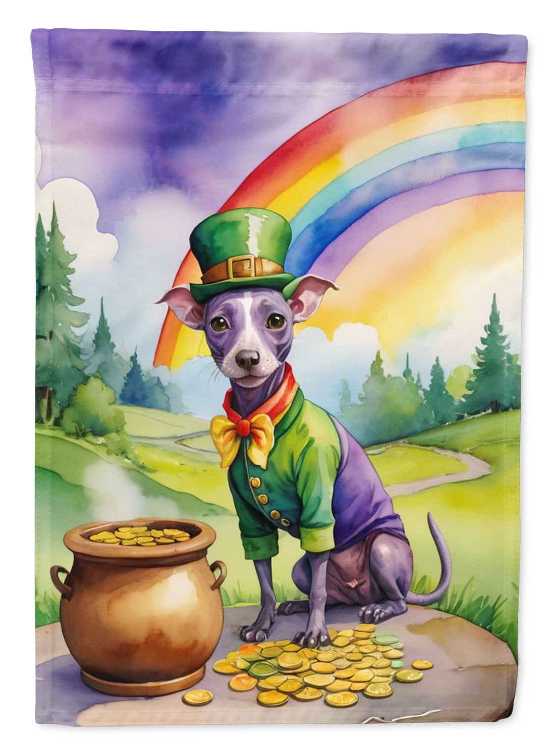 American Hairless Terrier St Patrick's Day House Flag 28 in x 40 in