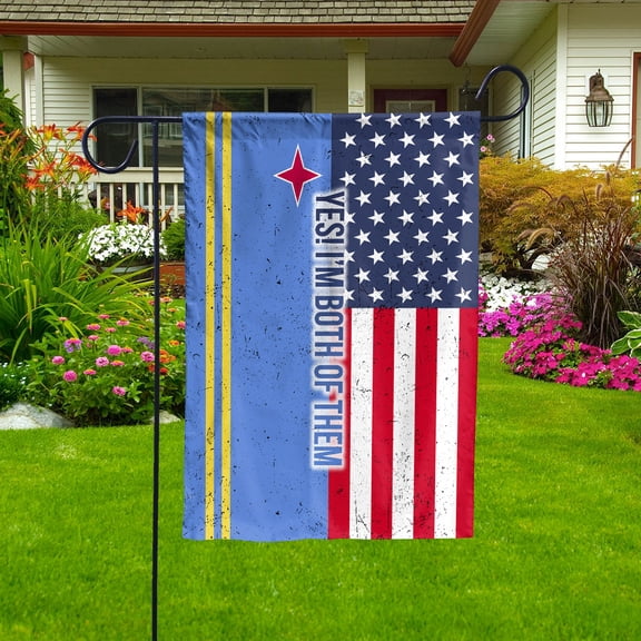 American Half Aruba Flag Aruban Friendship U.S.A My Home My Blood Garden Flag (11.5x17.5) Double Sided-USA Flags Premium Polyester-Decorative Indoor Outdoor Flag