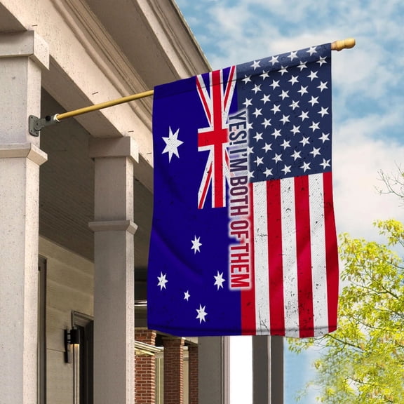 American Half Australia Flag Australian Friendship U.S.A My Home My Blood House Flag, Double-Sided Decorative Outdoor Flag, Polyester Yard Flag 29.5 x 39.5 in
