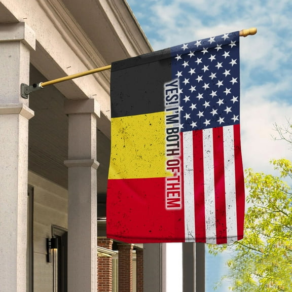 American Half Belgium Flag Belgian Friendship U.S.A My Home My Blood House Flag (29.5x39.5) Double Sided-USA Flags Premium Polyester-Decorative Indoor Outdoor Flag