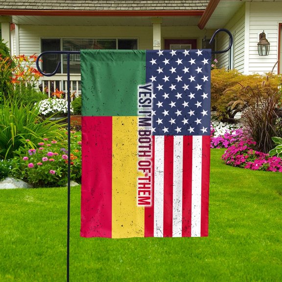 American My Home My Blood Heritage Half Benin Beninese Garden Flag, Double-Sided Outdoor Yard Decor 11.5 x 17.5 Inch