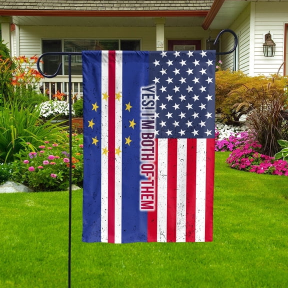 American Half Cape Verde Flag Cape Verdean Friendship U.S.A My Home My Blood Garden Flag, Double-Sided Decorative Outdoor Flag, Polyester Yard Flag 12 x 18 in