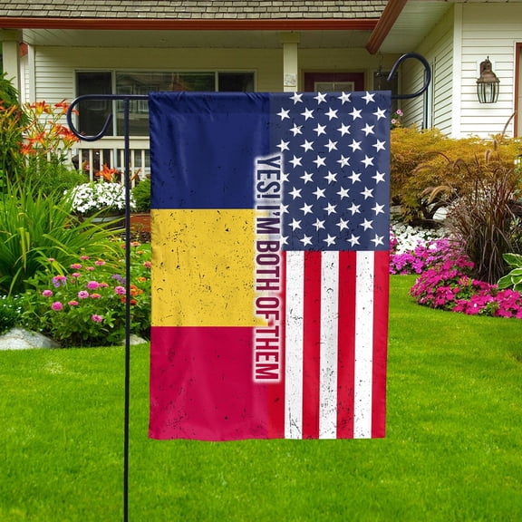 American Half Chad Flag Chadian Friendship U.S.A My Home My Blood Garden Flag, Double-Sided Decorative Outdoor Flag, Patriotic Polyester Yard Flag 12 x 18 in